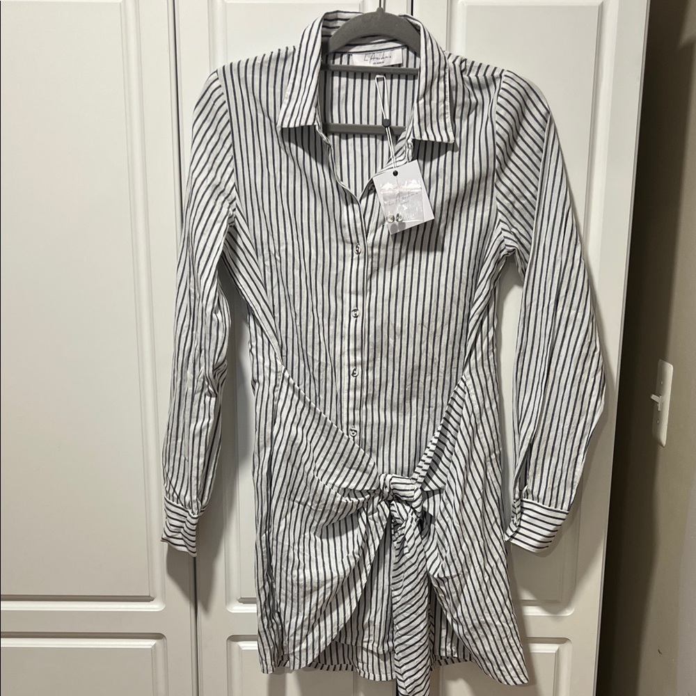 L'Academie Navy and White Striped Shirt